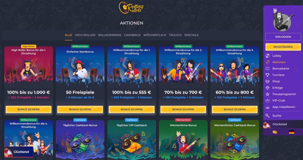 Rolling Slots Bonusangebot