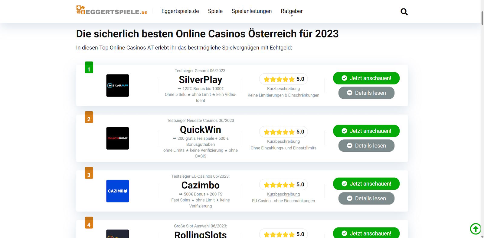 beste online casinos at