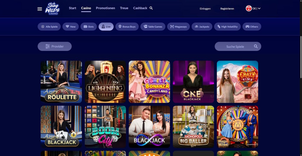 shinywilds casino live casino